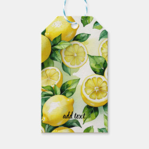 Étiquettes-cadeau Mariage moderne citron bleu floral scripté