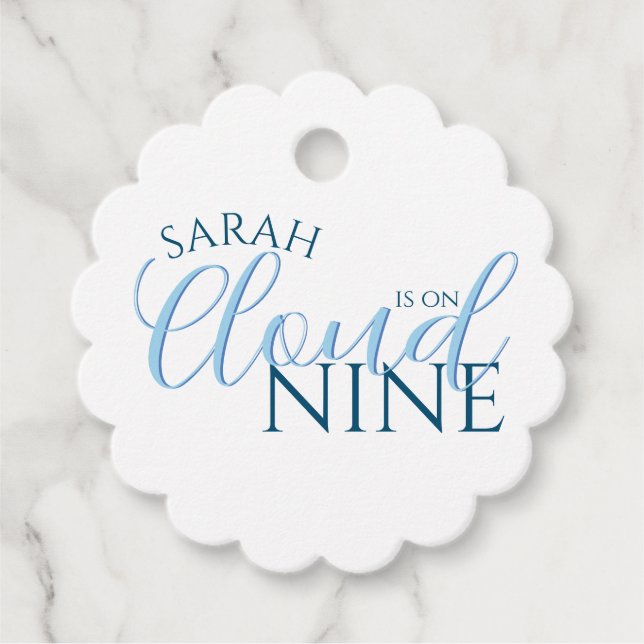 Étiquettes Cadeau Mariage moderne Cloud 9 typographie simple pour un (Devant)