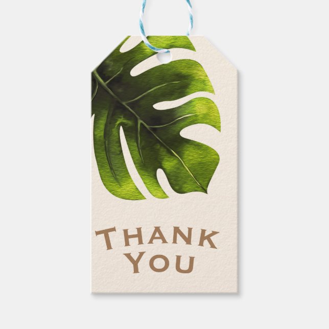 Étiquettes-cadeau Mariage Moderne Élégant d'Été aux Feuilles de Palm (Devant)