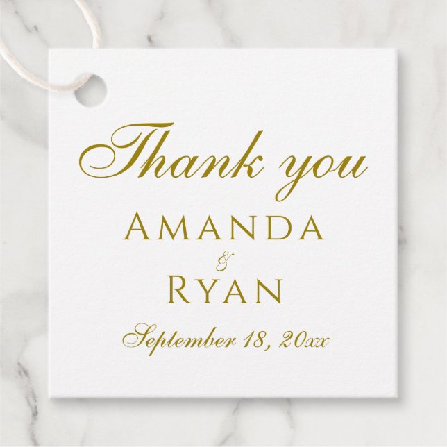 Étiquettes Cadeau Mariage moderne élégant en or (Devant)