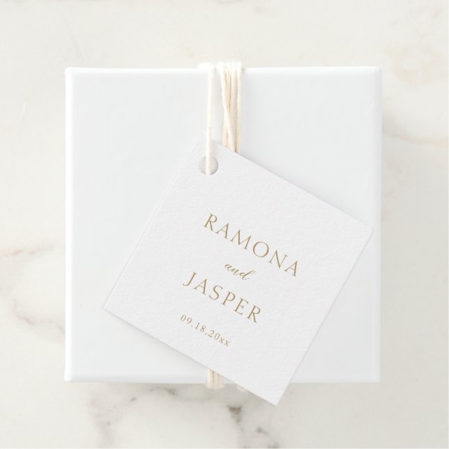 Étiquettes Cadeau Mariage moderne Gold Bold (En situation)