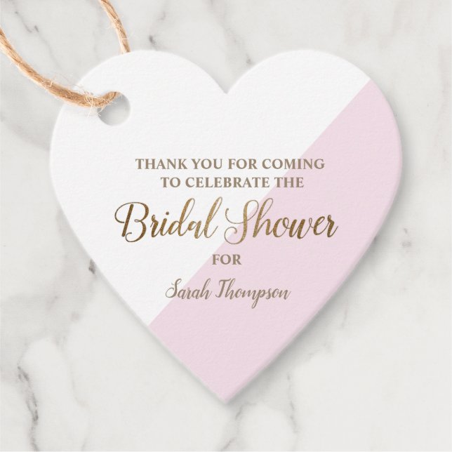 Étiquettes Cadeau Mariage Moderne Personnalisé Rose Or Fête de Marié (Devant)