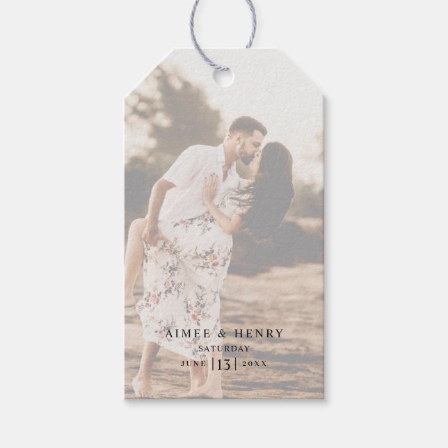 Étiquettes-cadeau Mariage Moderne Photo Rustique (Devant)