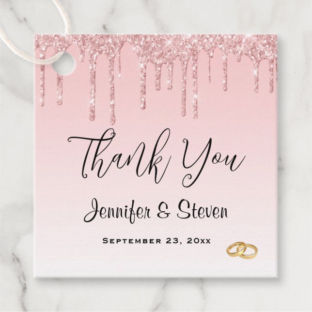 Étiquettes Cadeau Mariage moderne  Rose Parties scintillant Drives & (Devant)