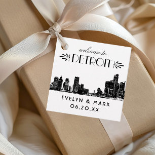 Étiquettes Cadeau Mariage Monogramme Art Déco de la Silhouette de Dé