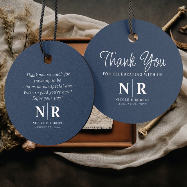 Étiquettes Cadeau Mariage Monogramme Bienvenue Sac Cadeau Ou Panier (Créateur téléchargé)