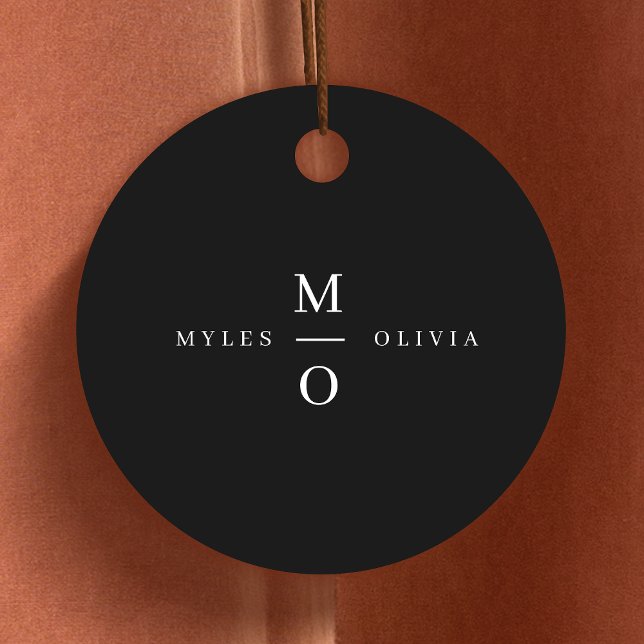 Étiquettes Cadeau Mariage Monogramme Élégant minimaliste élégant noi (Créateur téléchargé)