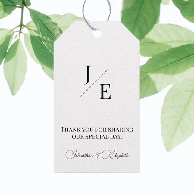 Étiquettes-cadeau Mariage monogramme minimal | BLANCHE (Minimalist Monogram Wedding Gift Tags)