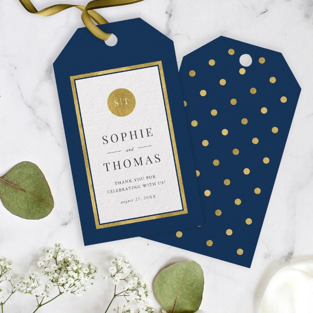 Étiquettes-cadeau Mariage Monogramme rond or de couleur classique mo (Créateur téléchargé)