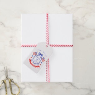 Étiquettes-cadeau Mariage Monogramme Rouge Blanc & Je Le Fais Patrio