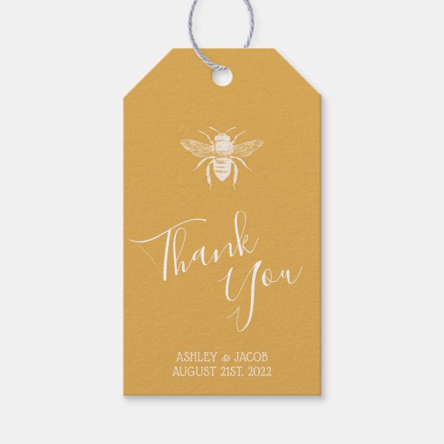 Étiquettes-cadeau Mariage Motif Golden Honeypeb (Devant)