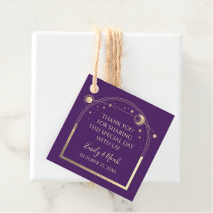 Étiquettes Cadeau Mariage mystique violet or Sun Moon étoiles