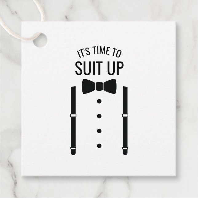 Étiquettes Cadeau Mariage noir Bow Cravate Groomsman Proposition (Devant)