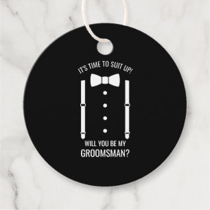 Étiquettes Cadeau Mariage noir Bow Cravate Groomsman Proposition