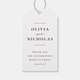 Étiquettes-cadeau Mariage noir et blanc élégant