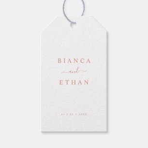 Étiquettes-cadeau Mariage or blanc et Rose simple
