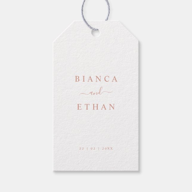 Étiquettes-cadeau Mariage or blanc et Rose simple (Devant)