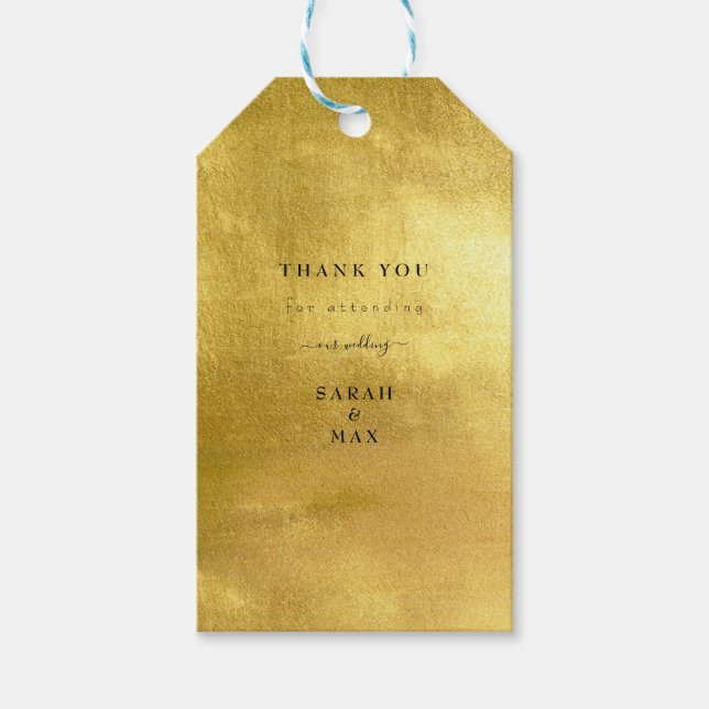Étiquettes-cadeau Mariage Or Métallique en texte simple (Devant)