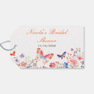 Étiquettes-cadeau Mariage papillon floral d'été