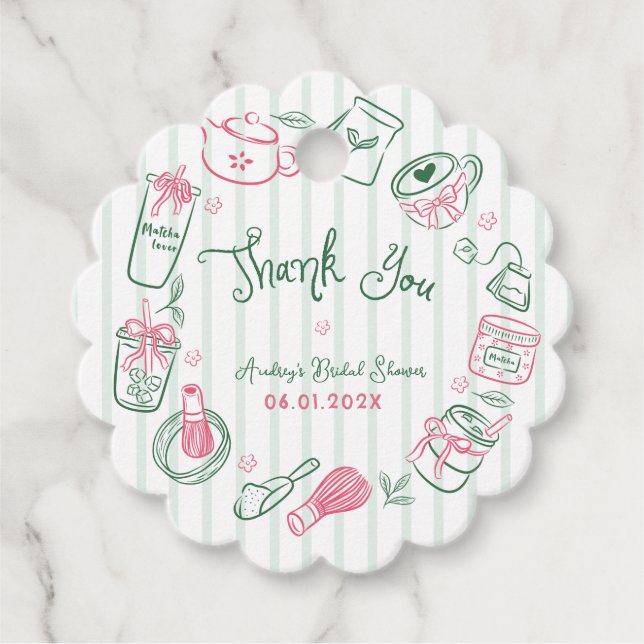 Étiquettes Cadeau Mariage Parfait Matcha  Remerciement pour une Baby (Devant)