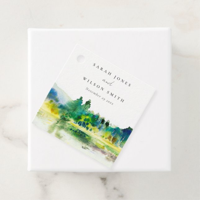 Étiquettes Cadeau Mariage paysager Chic Campagne Mountain River (En situation)