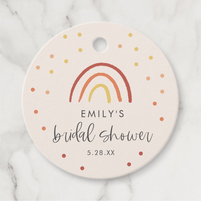 Étiquettes Cadeau Mariage personnalisé arc-en-ciel en terre cuite ro (Devant)