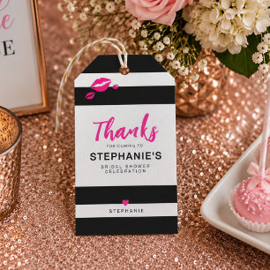 Étiquettes-cadeau Mariage personnalisé avec rayures noires et blanch