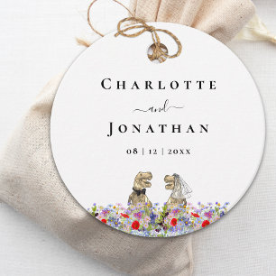 Étiquettes Cadeau Mariage personnalisé de dinosaure drôle de mariée