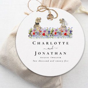 Étiquettes Cadeau Mariage personnalisé de dinosaures