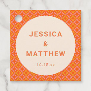 Étiquettes Cadeau Mariage personnalisé géométrique orange moderne du