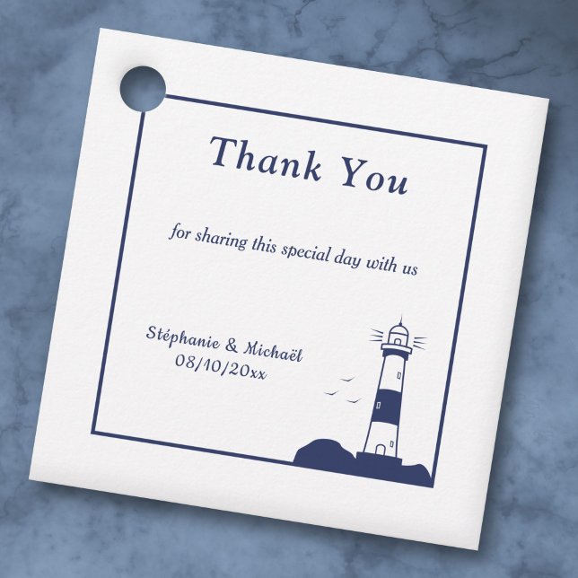 Étiquettes Cadeau Mariage phare Merci (Lighthouse Wedding Thank You Favor Tags)