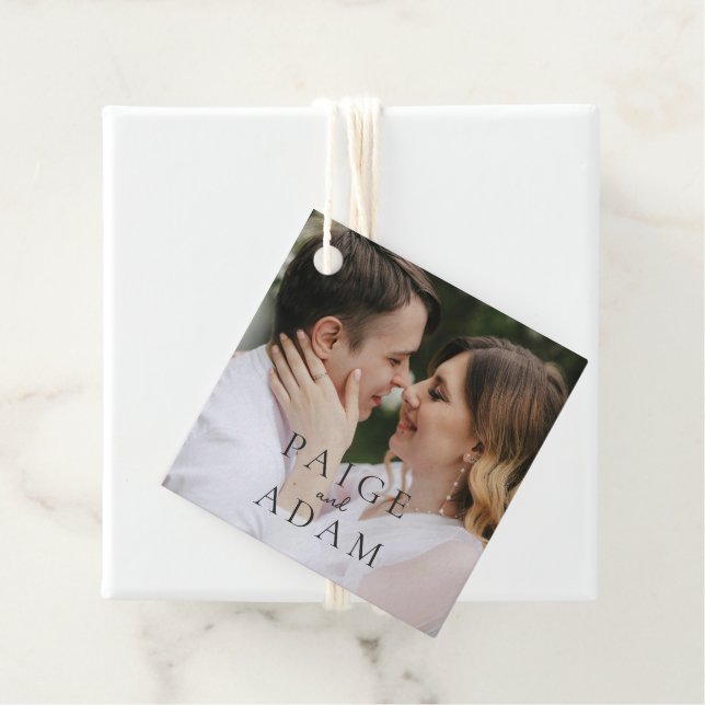 Étiquettes Cadeau Mariage Photo Éditorial Moderne (En situation)