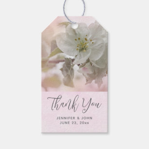 Étiquettes-cadeau Mariage photo en fleurs de pomme blanche