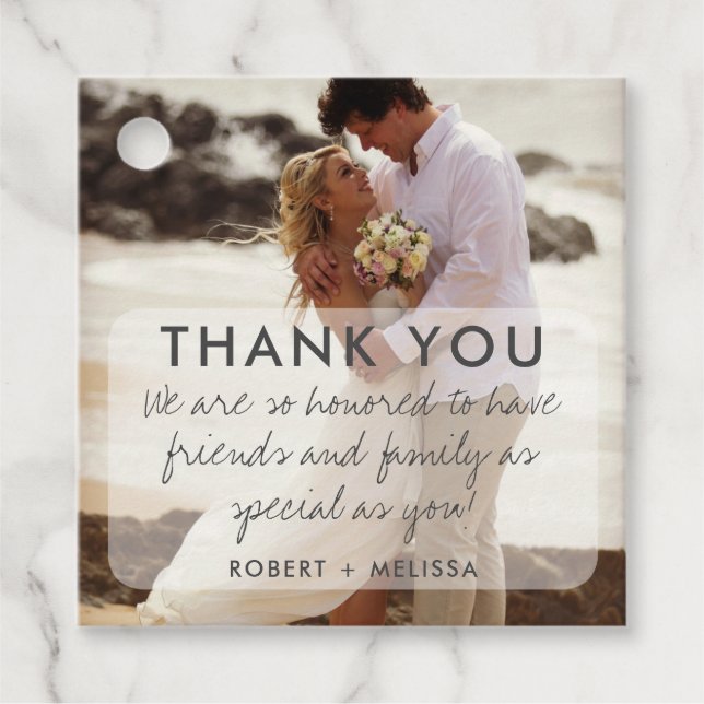 Étiquettes Cadeau Mariage Photo Merci Favor (Devant)