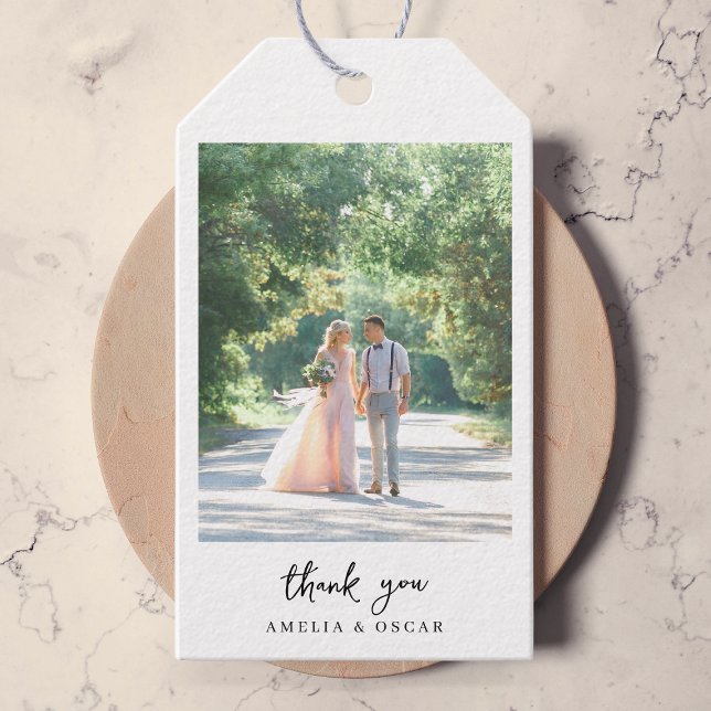 Étiquettes-cadeau Mariage photo minimaliste élégant (Créateur téléchargé)