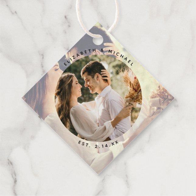 Étiquettes Cadeau Mariage photo moderne Elegant Marié & Groom Couple (Dos)