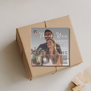 Étiquettes Cadeau Mariage photo noir et blanc moderne