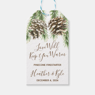 Étiquettes-cadeau Mariage Pinecone Firestarter, Fête des mariées Fav