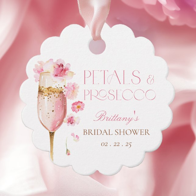 Étiquettes Cadeau Mariage Pink Petals Prosecco (Créateur téléchargé)