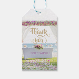 Étiquettes-cadeau Mariage plage élégant, Merci floral