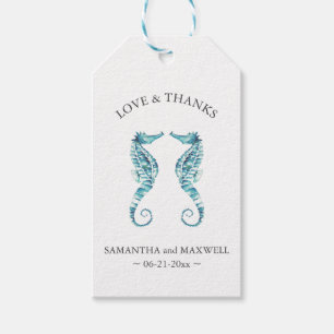 Étiquettes-cadeau Mariage plage Favoriser Tags Aquarelle Seahorse