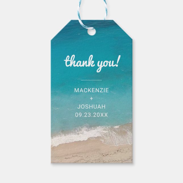 Étiquettes-cadeau Mariage plage Merci Favor (Devant)