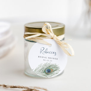 Étiquettes Cadeau Mariage Plume de Paon Aquarelle