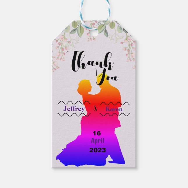Étiquettes-cadeau Mariage pourpre (Devant)