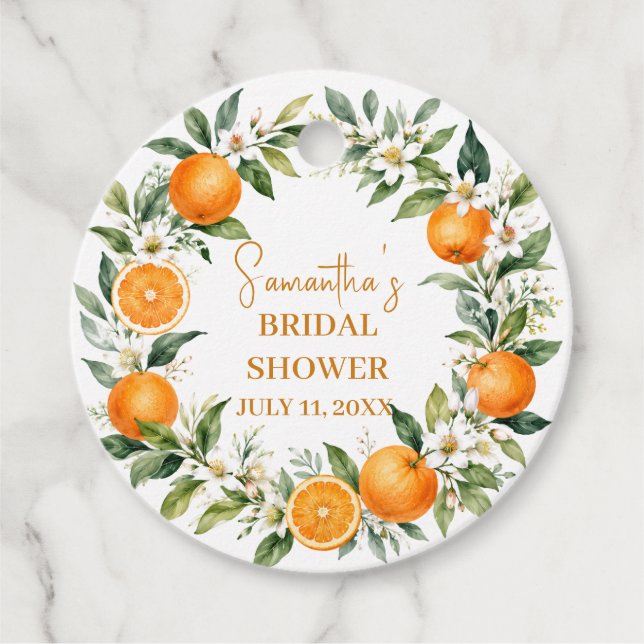 Étiquettes Cadeau Mariage Principallement Citron Orange (Devant)