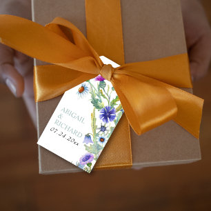Étiquettes-cadeau Mariage printanier de fleurs sauvages à l'aquarell