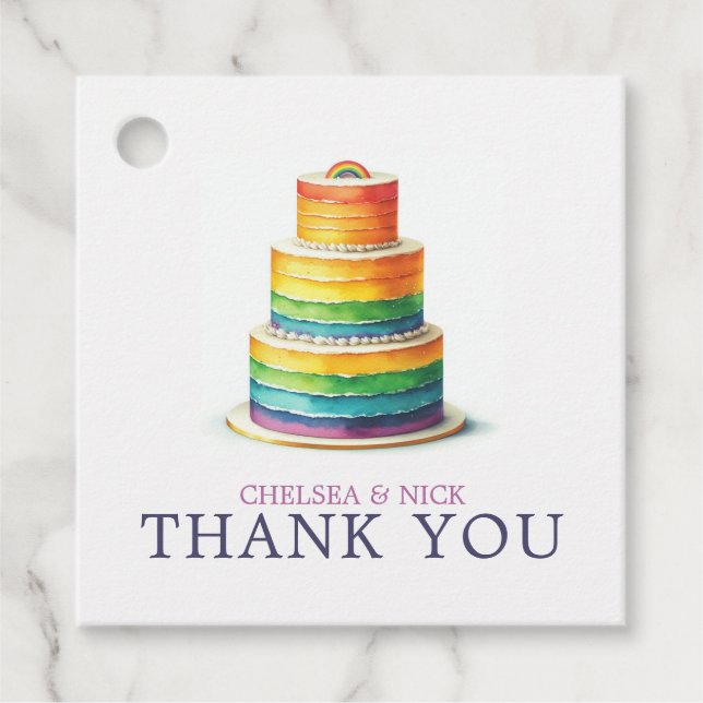 Étiquettes Cadeau Mariage Rainbow Cake (Devant)