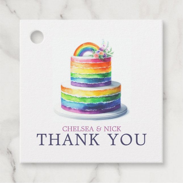 Étiquettes Cadeau Mariage Rainbow Cake (Devant)