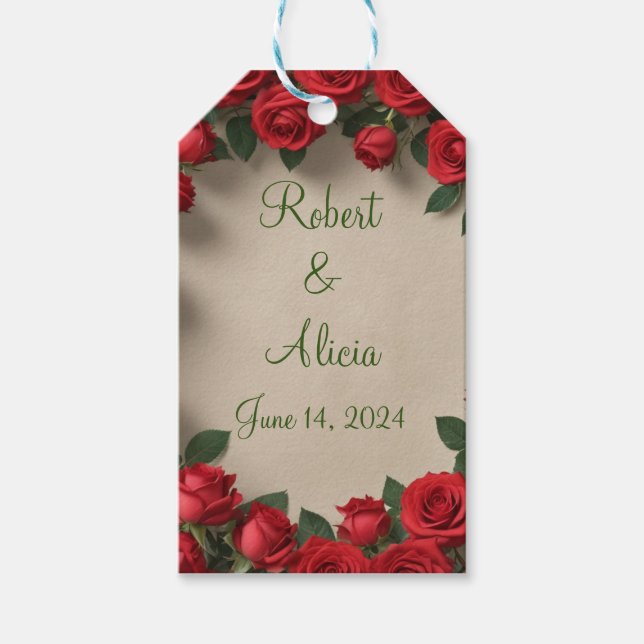 Étiquettes-cadeau Mariage Red Rose (Devant)