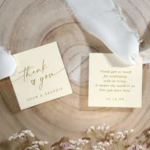 Étiquettes Cadeau Mariage Remerciement Crème Or Écriture Manuscrite